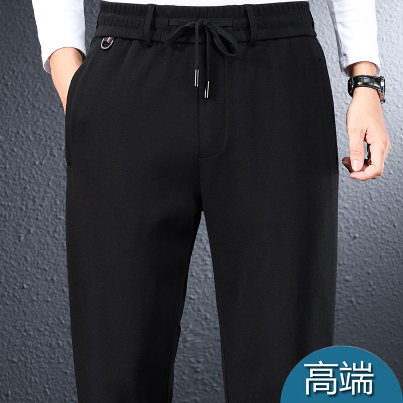 纯棉冬季加厚加绒男士运动裤直筒宽松休闲裤秋冬款中老年爸爸裤子