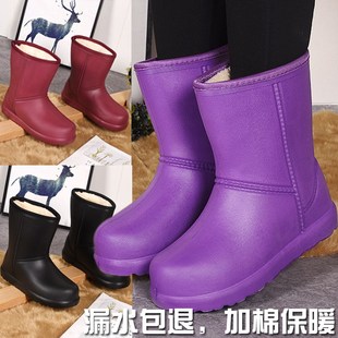 外穿泡沫轻便一体鞋 加绒雨鞋 男士 雨靴防水棉鞋 女保暖防滑加厚冬季