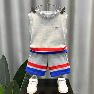 洋气夏装 夏款 2023新款 无袖 帅气宝宝时髦衣服儿童夏季 男童背心套装