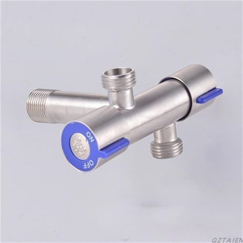 新品不锈钢一进二出m三角阀双开关加长款龙头P分水器双控热马桶三