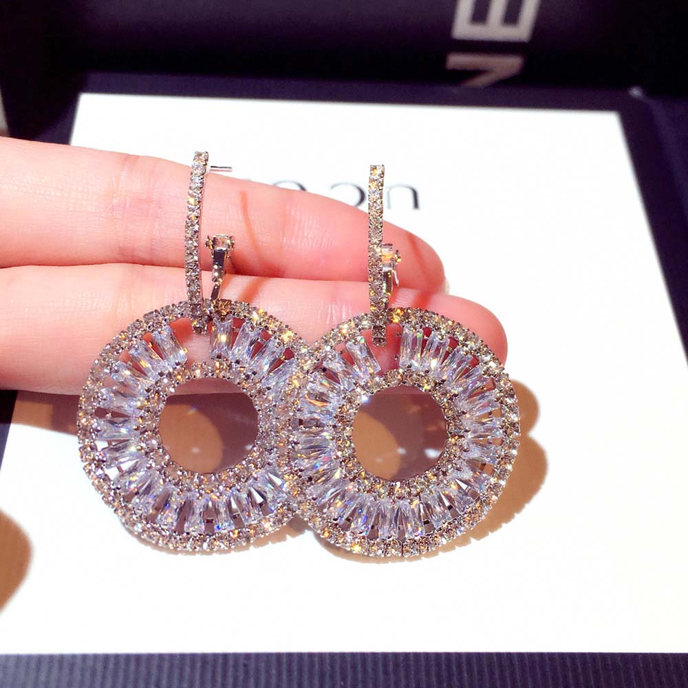 圆圈耳环女复古港风2020年新款潮网红锆石圆形气质短发耳饰耳钉