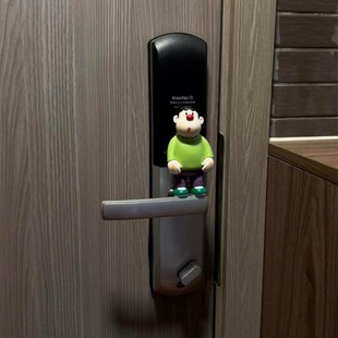 胖虎入户门把手装饰公仔摆件挂件大门外智能密码锁乔迁新居家居