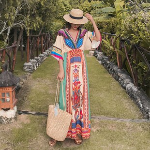柬埔寨连衣裙青海西藏旅s行女装云南丽江大理拍照裙子旅游长裙