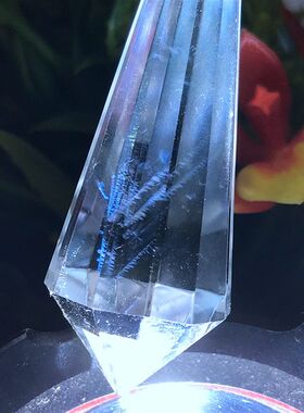 天然蓝针白水晶灵摆吊坠单尖男女款项坠挂饰天使之泪晶石生日礼品