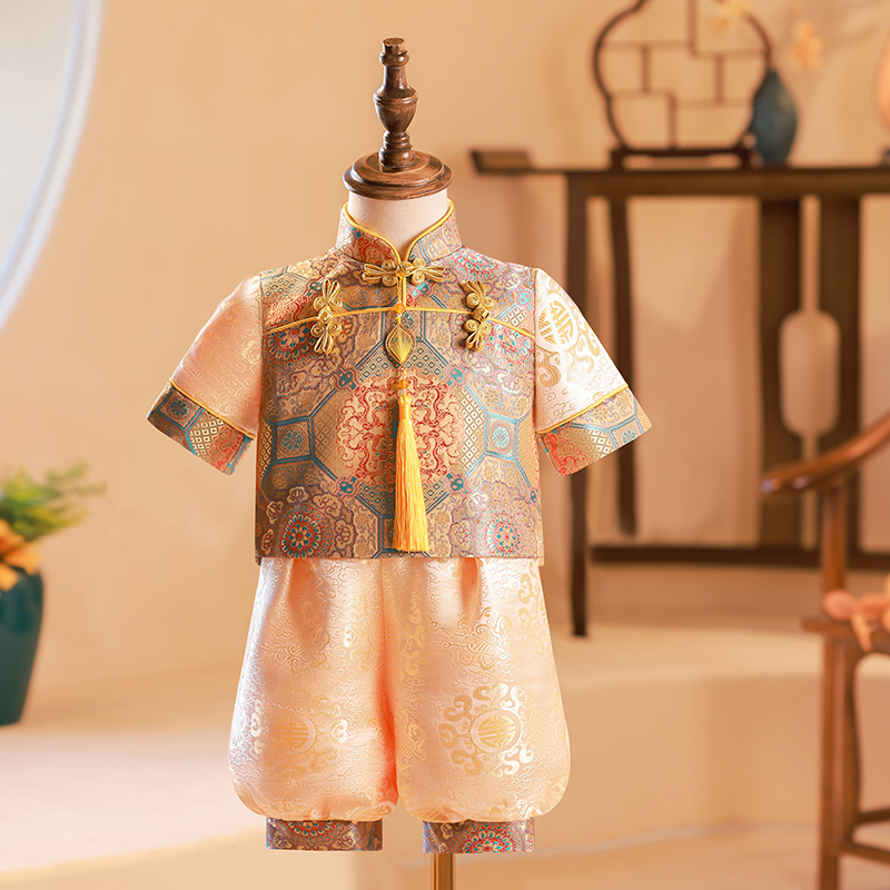 周岁礼服男宝中式2023新款儿童唐装宝宝抓周衣服一岁男童汉服夏季