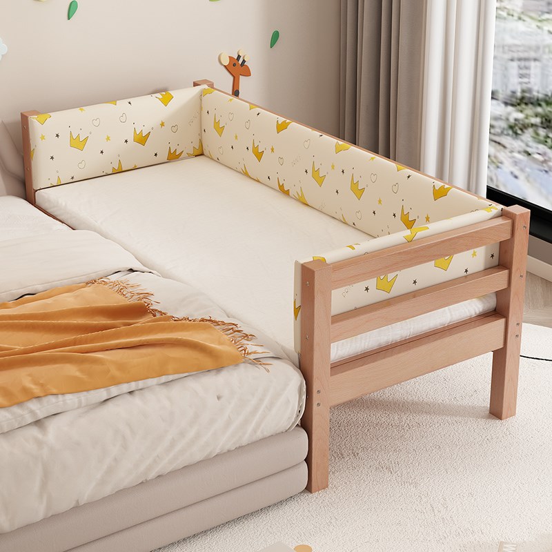 实木儿童床带护栏小床婴儿男孩女孩公主床单人床边床加宽拼接大床