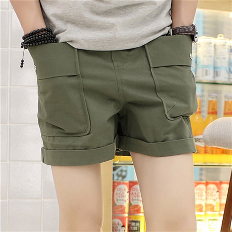 夏季时尚宽松休闲短裤男韩版潮三分裤 居家旅游纯色全棉超短裤男