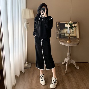 女时尚 2025春秋季 休闲连帽卫衣套装 长袖 气质宽松显瘦两件套裙 新款