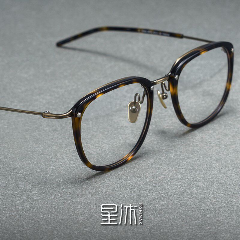 复古手工板材眼镜框男款纯钛文艺镜架女小脸大框近视方形超轻全框