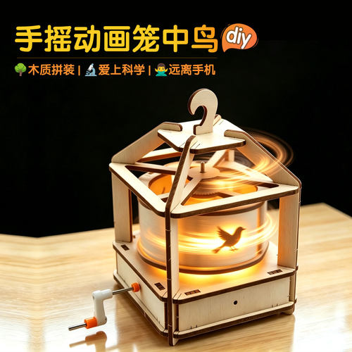 手工diy带笼子笼中鸟科技潮玩