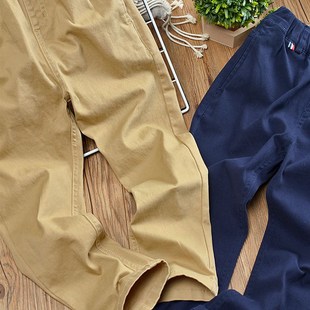 男童校服裤卡其色休闲裤弹力纯棉长裤子春秋冬款加绒藏蓝色松紧腰