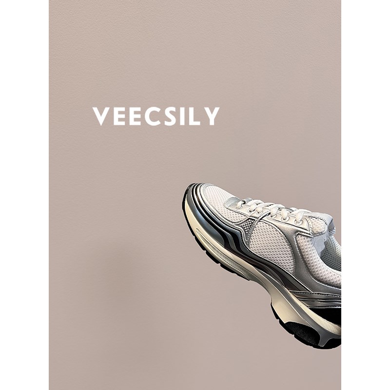 9.27新/高品质~巨舒服银色拼色松糕底系带厚底老爹鞋运动四季鞋女