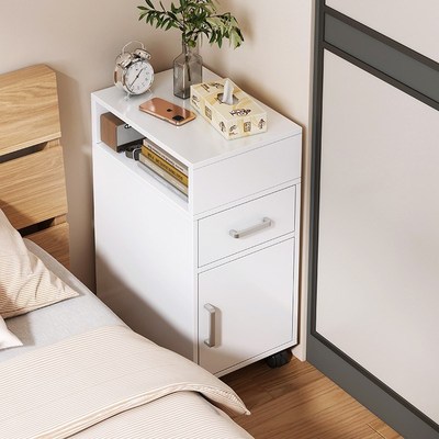 床头柜窄款可移动小尺寸的落地白色简约现代床边窄夹缝收纳柜卧室