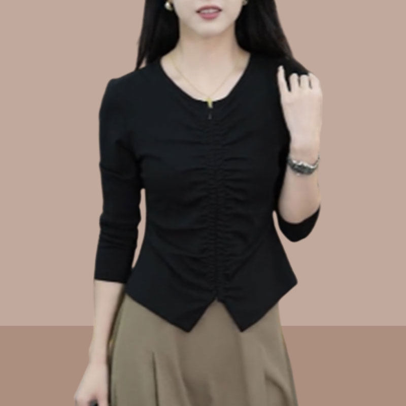 长袖t恤女修身显瘦上衣2024春秋新款设计感小众减龄洋气v领打底衫,女装/女士精品,T恤,淘宝优惠券,粉丝福利购,淘宝优惠卷