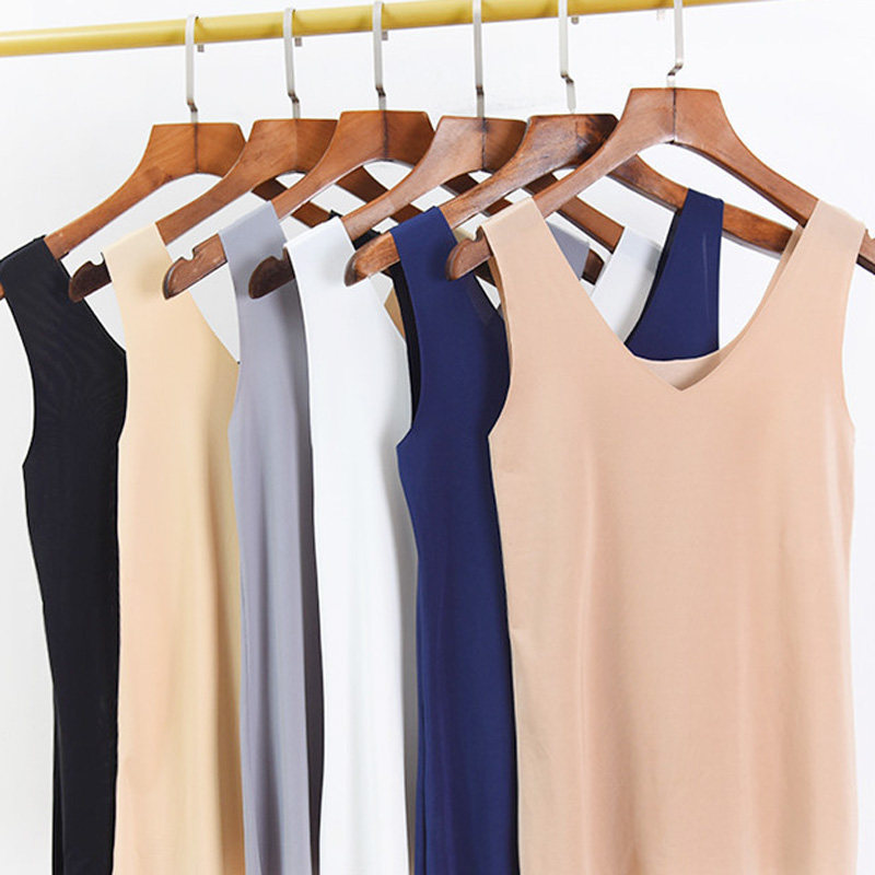 女土吊带背心内搭美肉色冰丝无痕胖吊带背心女大码mm打底内搭短款