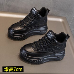 7cm内增高运动鞋女冬季加绒加厚二棉鞋子冬天潮牌黑色高帮休闲鞋