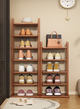 全实木鞋架多层家用门口小窄入户门简易家用多层新款202.4爆款鞋