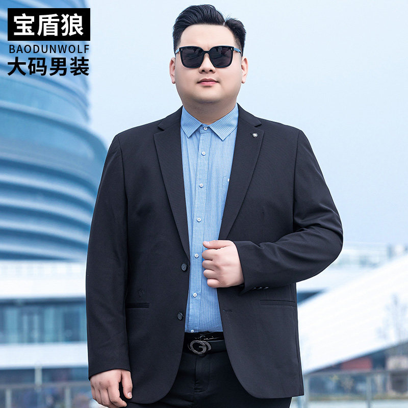 加肥加大男士春夏薄款休闲西服外套大码免烫弹力单西便服胖子西装