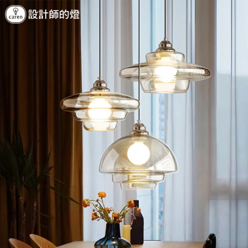 餐厅现代简约北欧k灯具创意包豪斯干邑色电镀玻璃艺术吧台桌吊灯