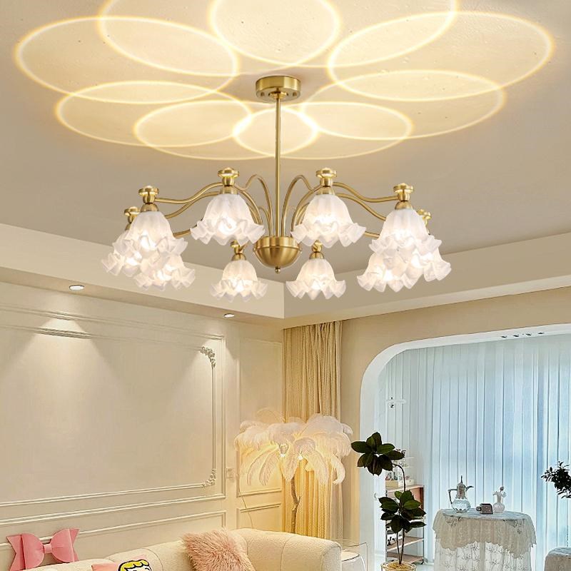 2025年新款法式客厅吊灯现代简约田园餐厅主卧室房间中古风花朵灯