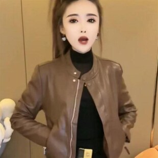 小个子时尚休闲短款高级感皮衣外套女2025春秋新款时尚百搭机车服