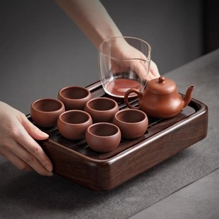 黑檀实木茶盘家用小型长方形干泡茶台一人用高级储水茶几2024新款