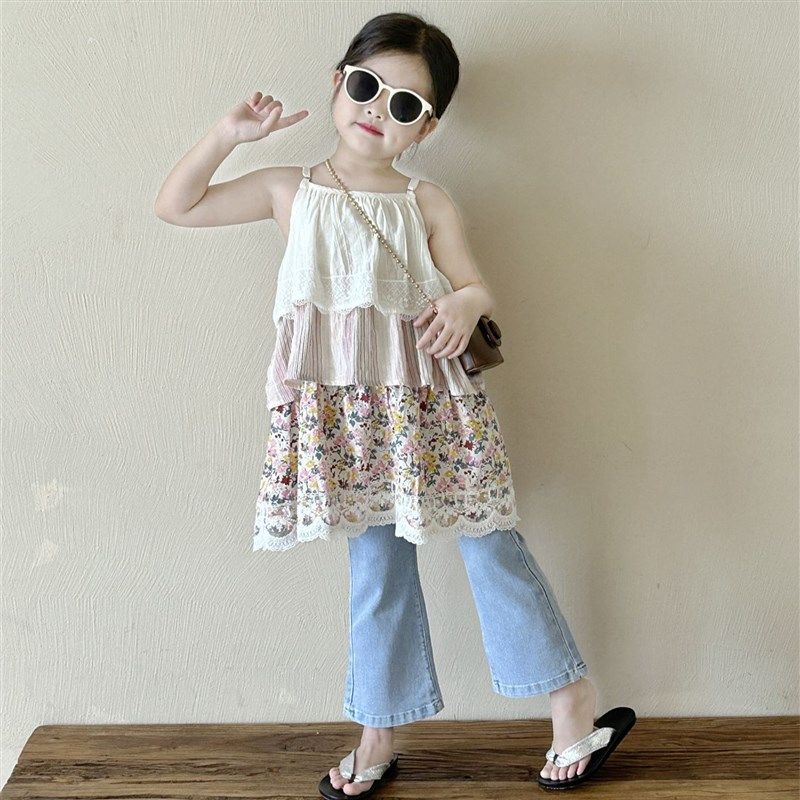 儿童韩版连衣裙2024夏季新款童装中小女童洋气拼色吊带棉布蛋糕裙,童装/婴儿装/亲子装,连衣裙,淘宝优惠券,粉丝福利购,淘宝优惠卷