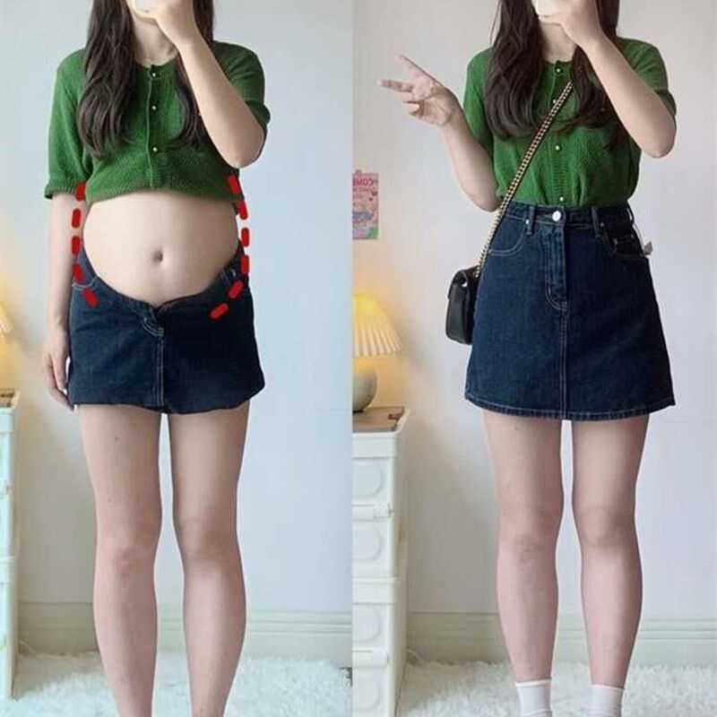 裙裤女夏季牛仔半身裙女高腰大码胖mm遮胯包臀a字显瘦小个子短裙