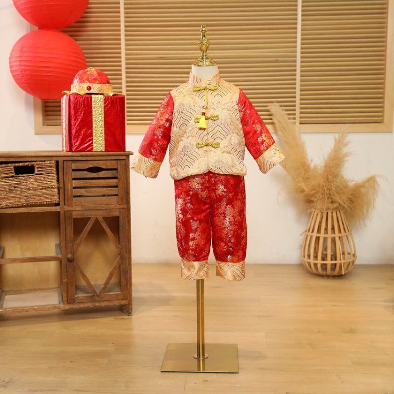 一周岁礼服男宝宝春秋中式男童抓周服婴儿生日宴衣服百天分体唐装