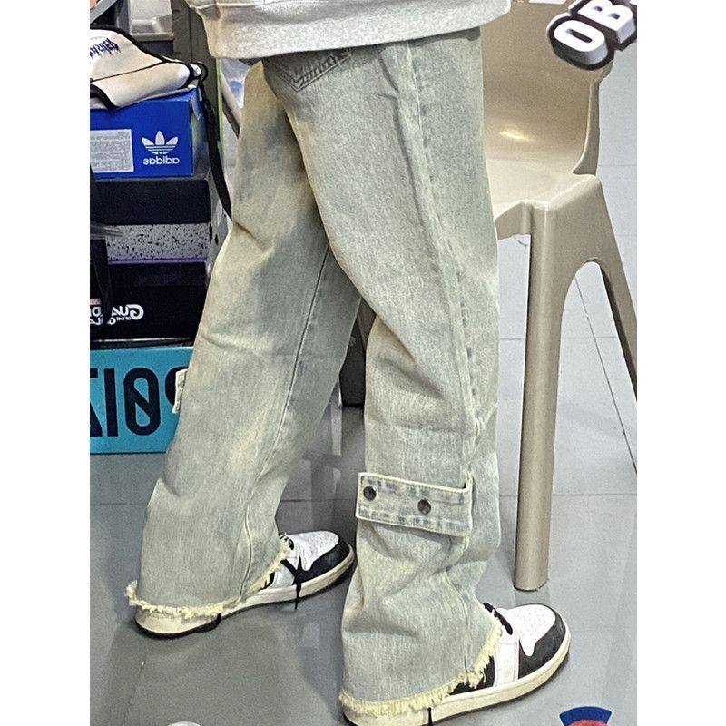 美式童装复古水洗黄泥染牛仔裤女春季设计感高腰直筒毛边阔腿裤子,童装/婴儿装/亲子装,儿童牛仔裤,淘宝优惠券,粉丝福利购,淘宝优惠卷