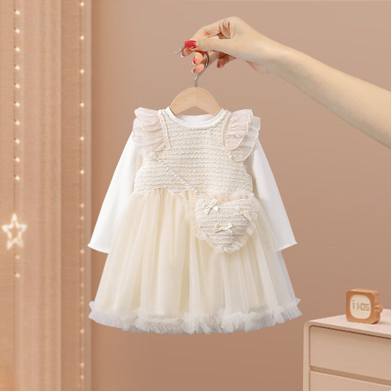 女童连衣裙套装2025新款洋气儿童长袖女宝宝春秋装公主裙子两件套
