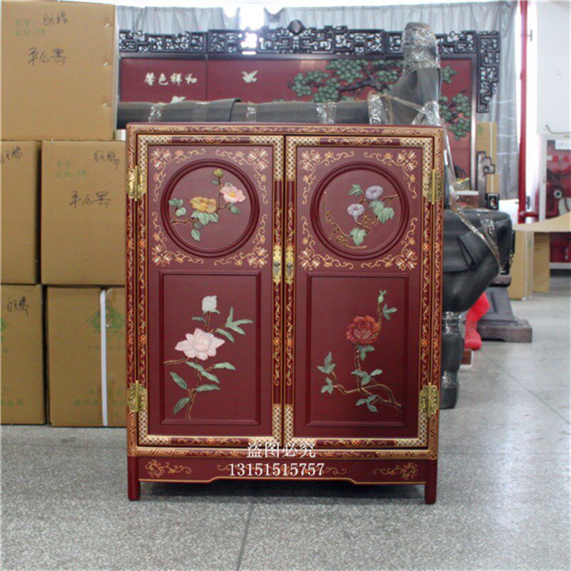 扬州漆器厂*新中式古典 家具*装饰柜 玄关柜P 鞋柜 门厅客厅柜