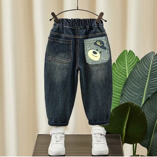 男童牛仔裤春秋款2024新款潮酷帅气新款中小童男孩宝宝洋气直筒裤