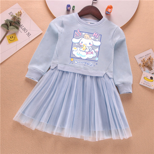 女童2023网红秋装裙子新款宝宝长袖洋装小女孩棉卫衣秋季公主裙