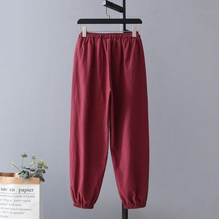 哈伦休闲裤 束脚裤 亚麻中式 宽松休闲小脚灯笼裤 中国风 男棉麻长裤