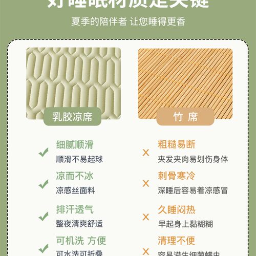 乳胶凉席三件套夏季冰丝乳胶席可水F洗家用空调席软凉席子可折叠