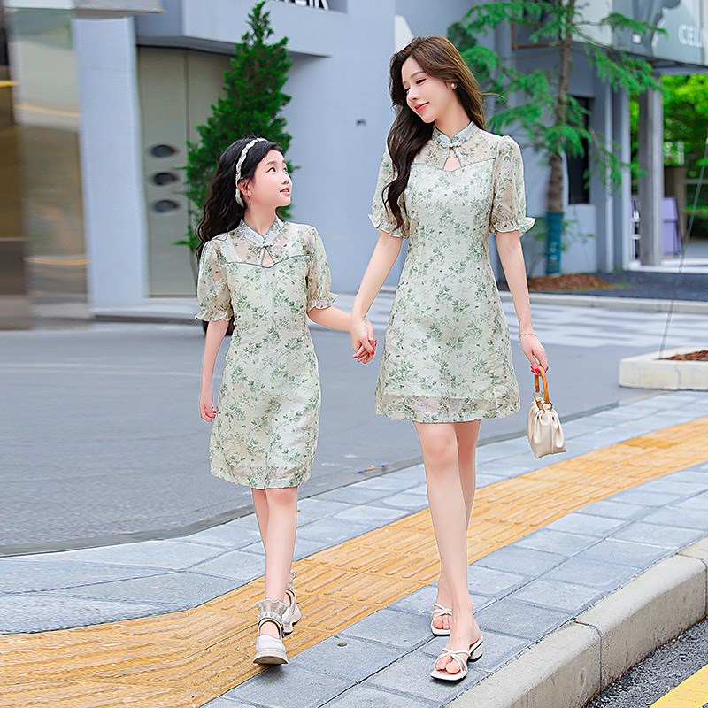 新中式亲子装母女连衣裙夏季旗袍国风2025新款改良汉服女童公主裙