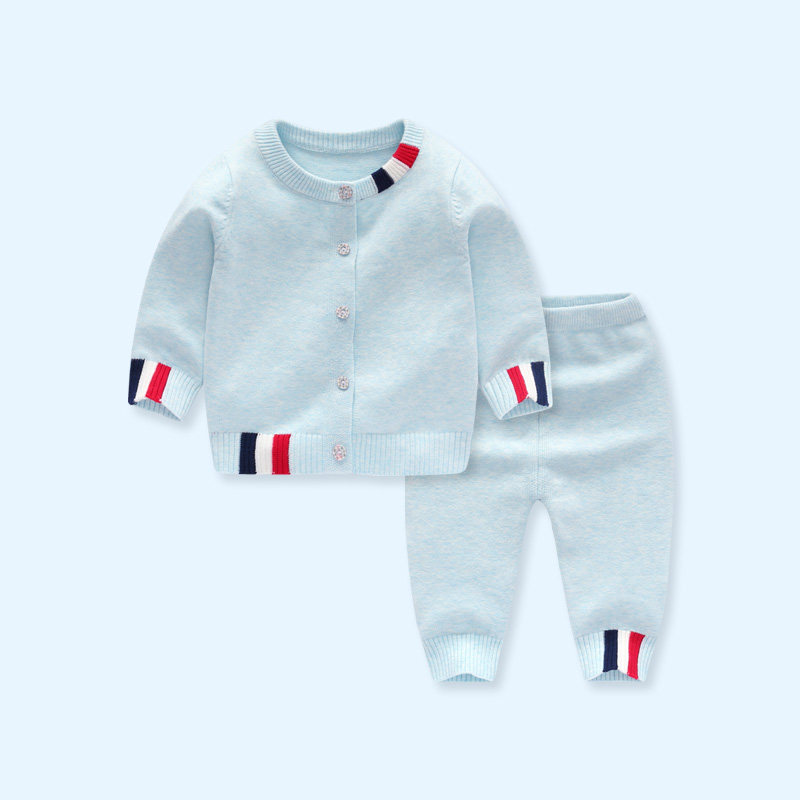 婴儿毛衣分体套装2023新款春装男宝宝小外套春季男童外穿纯棉衣服