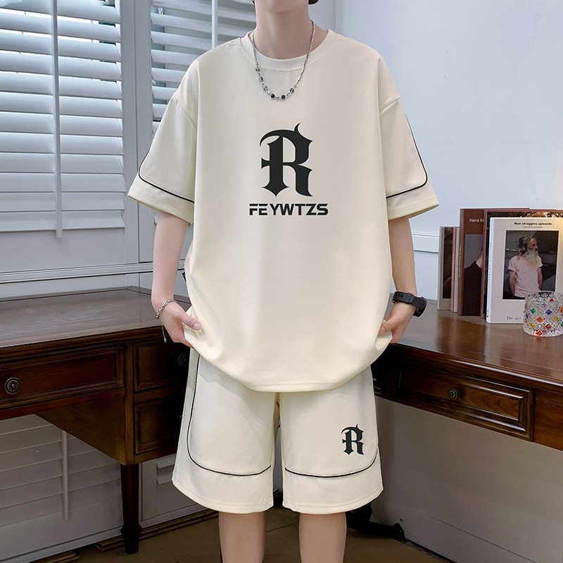 短袖t恤男孩青少年夏季初中高中学生大童夏装搭配帅气运动一套装