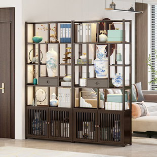 新中式屏风入户玄关m隔断柜进门客厅遮挡装饰非实木玻璃座屏置物