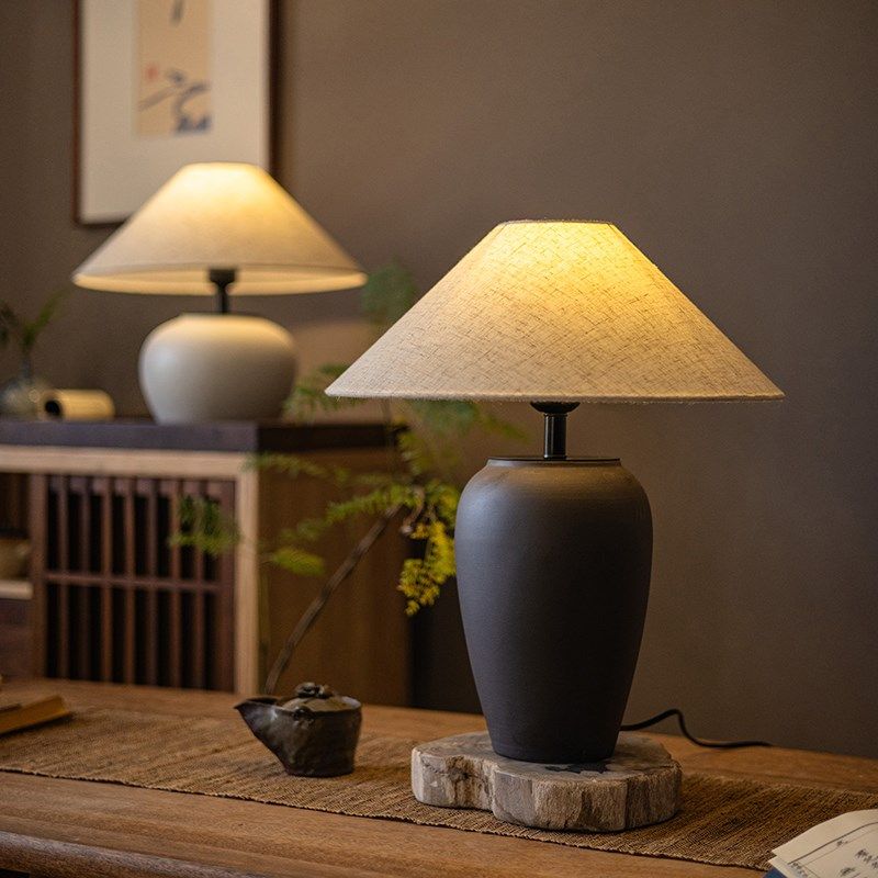 复古台灯中式摆件中古风高级感艺术陶瓷罐日式禅意侘寂风台灯摆件,家居饰品,桌面摆件,淘宝优惠券,粉丝福利购,淘宝优惠卷