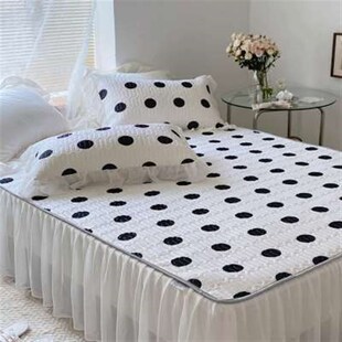 夏季A类波点冰丝乳胶凉席三件z套床裙夏凉被四件套可机洗折叠席子