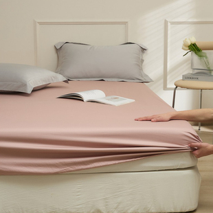 100支新疆长绒棉纯棉床笠床单单件 简约纯色P全棉床罩裸睡床垫床