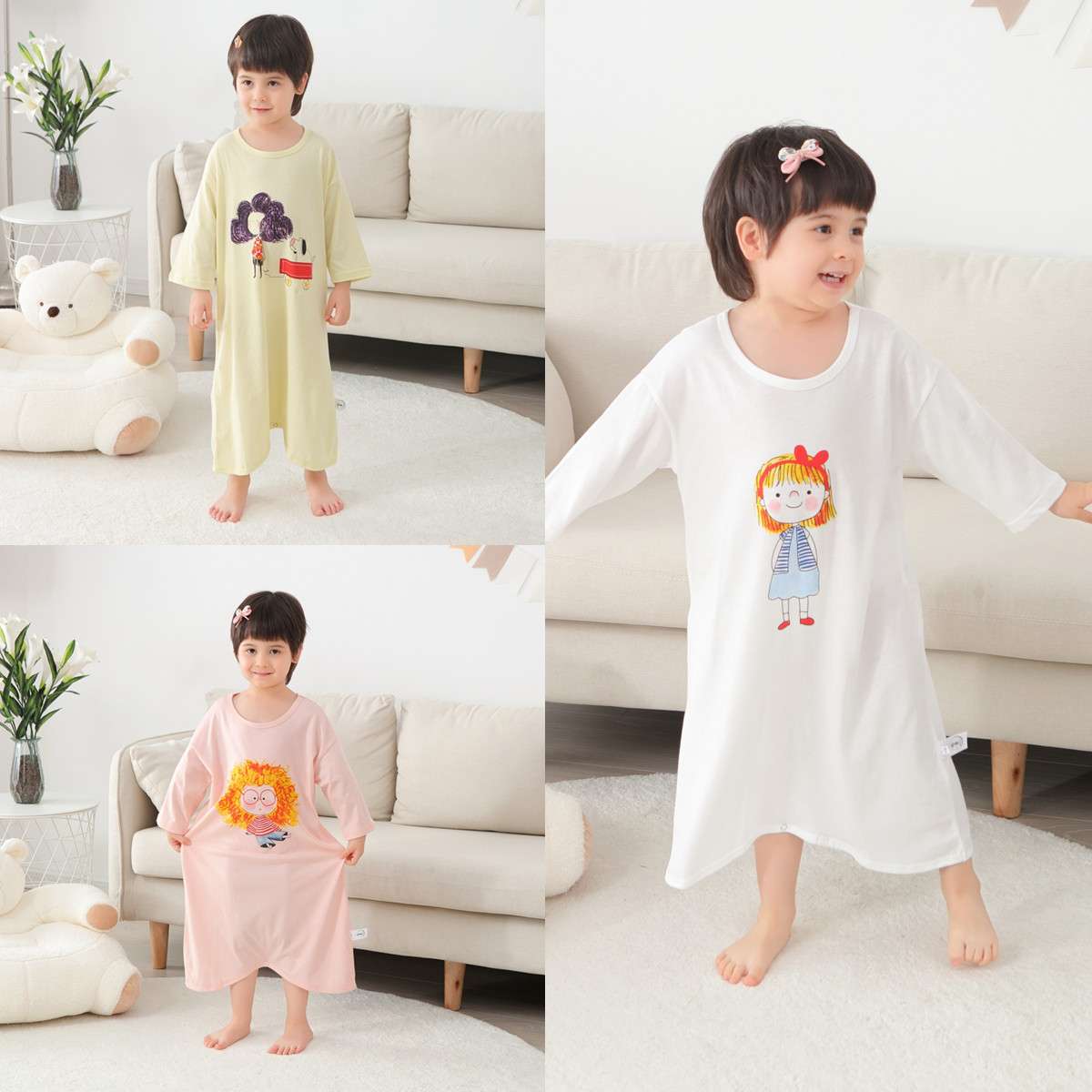纯棉儿童睡袍睡裙连体睡衣夏季长袖薄款春秋女童女宝宝空调家居服,童装/婴儿装/亲子装,家居裙/睡裙,淘宝优惠券,粉丝福利购,淘宝优惠卷