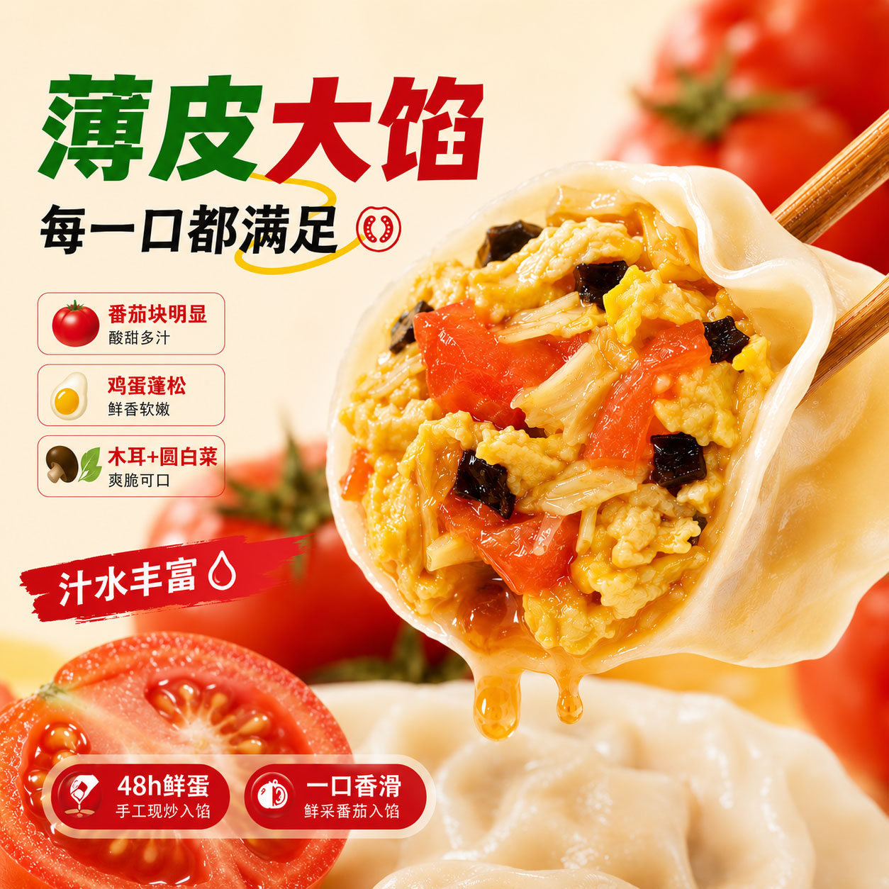 三全番茄鸡蛋水饺速冻早餐半成品图片