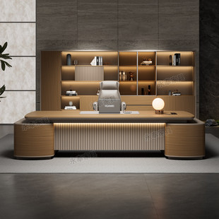 老板办公桌轻奢高级感烤漆桌面现代简约总裁桌大班台经理桌椅套装