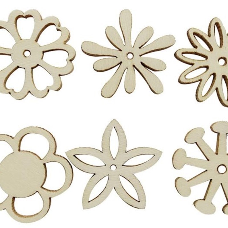 原木激光雕刻花朵木片 儿童DIY手工涂鸦铺料100个一包