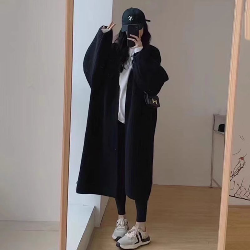 韩版慵懒风中长版l毛衣外套女秋冬高级感针织开衫显瘦加厚外穿大