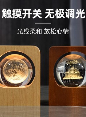 创意圣诞礼物实用发光水晶球夜灯桌面装饰摆件男生日礼物女生闺蜜
