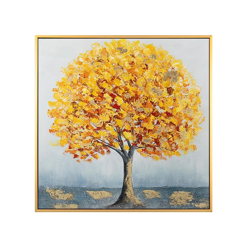 纯手绘油画玄g关装饰画餐厅客厅壁画美式风景卧室床头挂画梧桐树图片